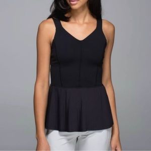 Lululemon Micro-Pleated Peplum Top, Black, Size 10